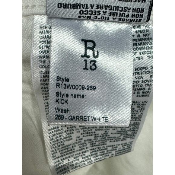R13 Women's Kick Boot Fit Garret White Denim Jeans - Size 26 (25x25) - Picture 6 of 6